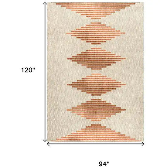 Beige And Orange Abstract Indoor Outdoor Area Rug Photo 3