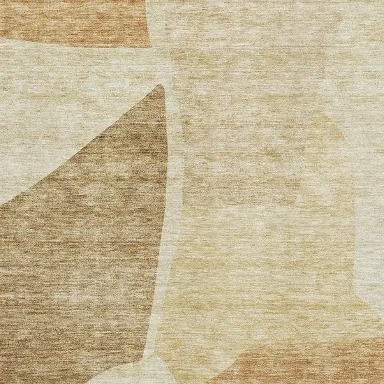 Beige And Orange Abstract Washable Area Rug With UV Protection Photo 4