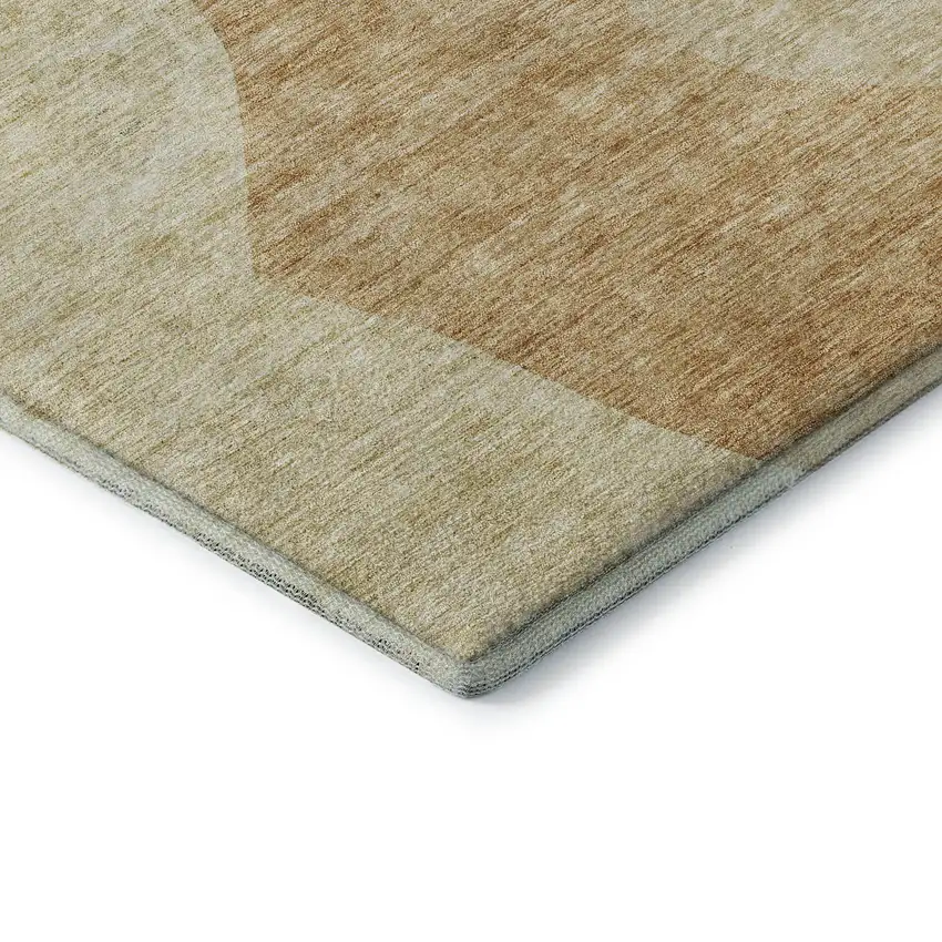 Beige And Orange Abstract Washable Area Rug With UV Protection Photo 6