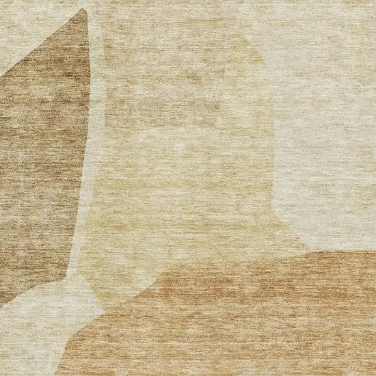 Beige And Orange Abstract Washable Area Rug With UV Protection Photo 8