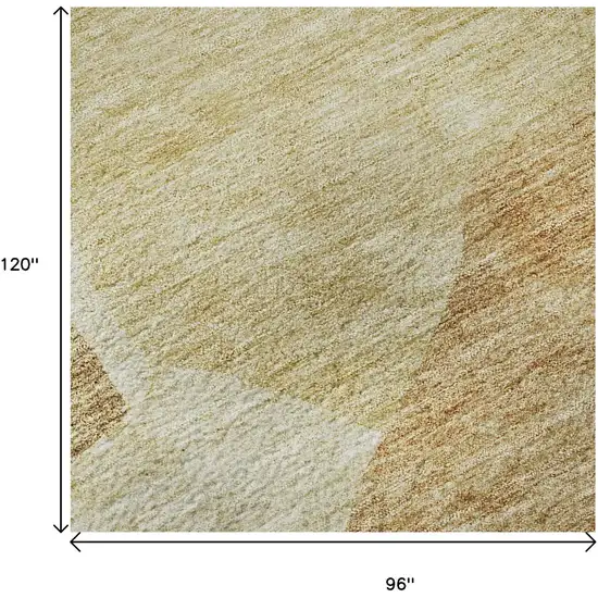 Beige And Orange Abstract Washable Area Rug With UV Protection Photo 8