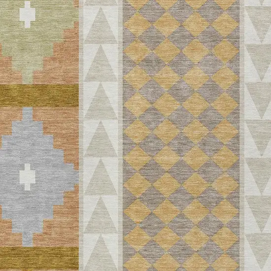 Beige And Orange Southwestern Washable Indoor Outdoor Area Rug Photo 3