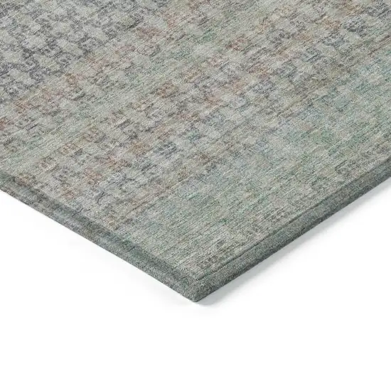 Beige And Pale Aqua Abstract Washable Indoor Outdoor Area Rug Photo 6