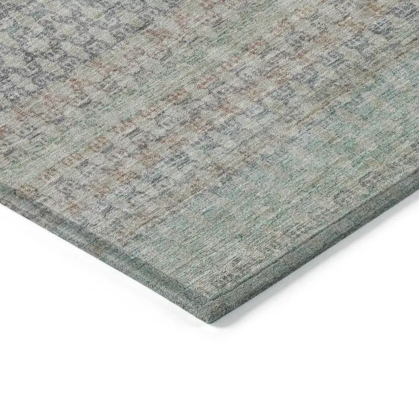 Beige And Pale Aqua Abstract Washable Indoor Outdoor Area Rug Photo 4