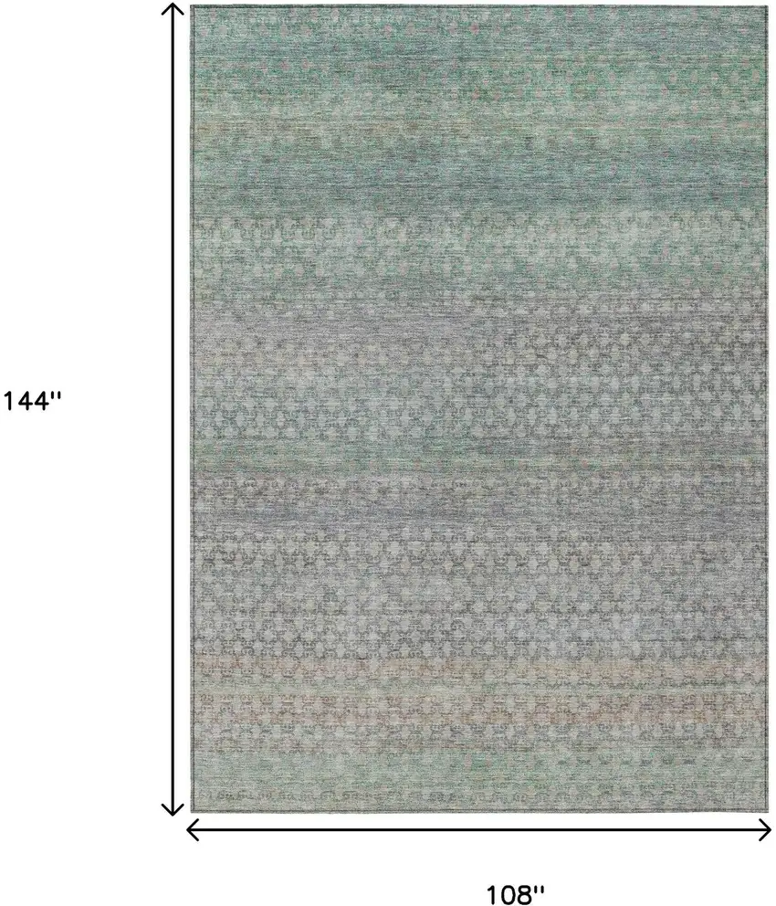 Beige And Pale Aqua Abstract Washable Indoor Outdoor Area Rug Photo 9