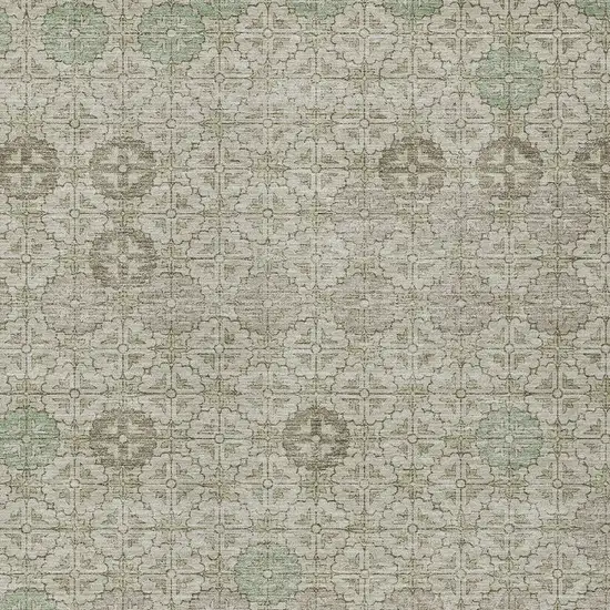 Beige And Pale Aqua Geometric Washable Indoor Outdoor Area Rug Photo 9