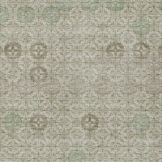 Beige And Pale Aqua Geometric Washable Indoor Outdoor Area Rug Photo 9