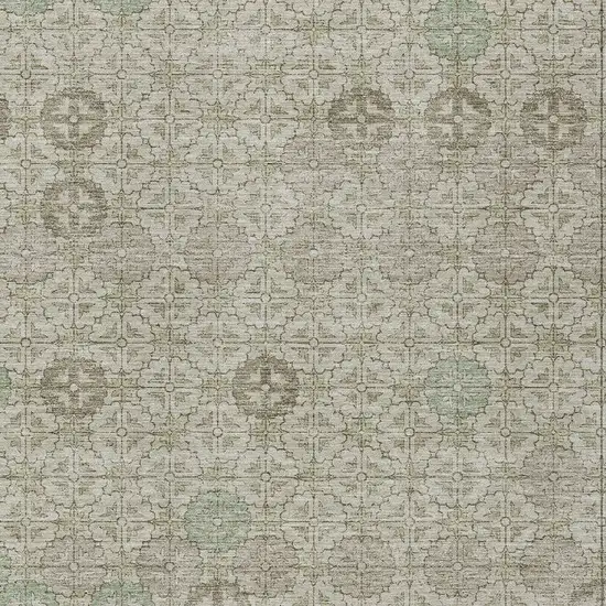 Beige And Pale Aqua Geometric Washable Indoor Outdoor Area Rug Photo 9