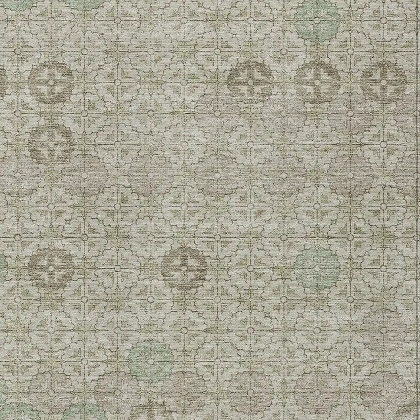 Beige And Pale Aqua Geometric Washable Indoor Outdoor Area Rug Photo 9