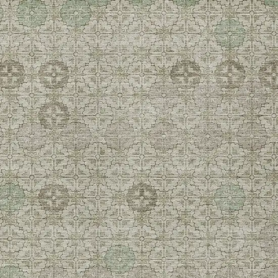 Beige And Pale Aqua Geometric Washable Indoor Outdoor Area Rug Photo 9