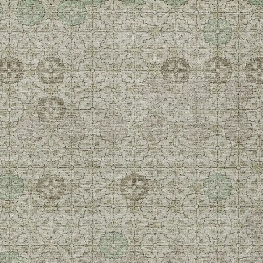 Beige And Pale Aqua Geometric Washable Indoor Outdoor Area Rug Photo 9