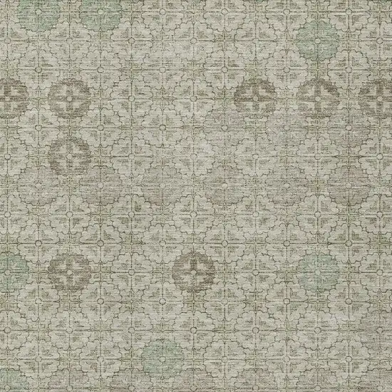 Beige And Pale Aqua Geometric Washable Indoor Outdoor Area Rug Photo 3