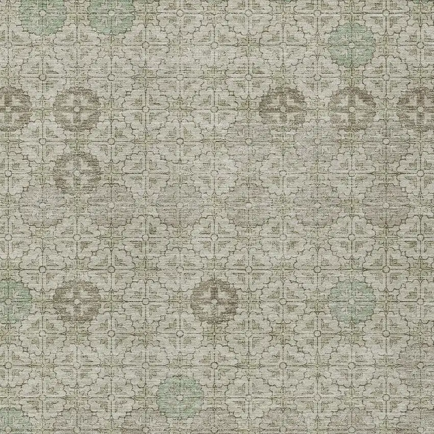 Beige And Pale Aqua Geometric Washable Indoor Outdoor Area Rug Photo 3