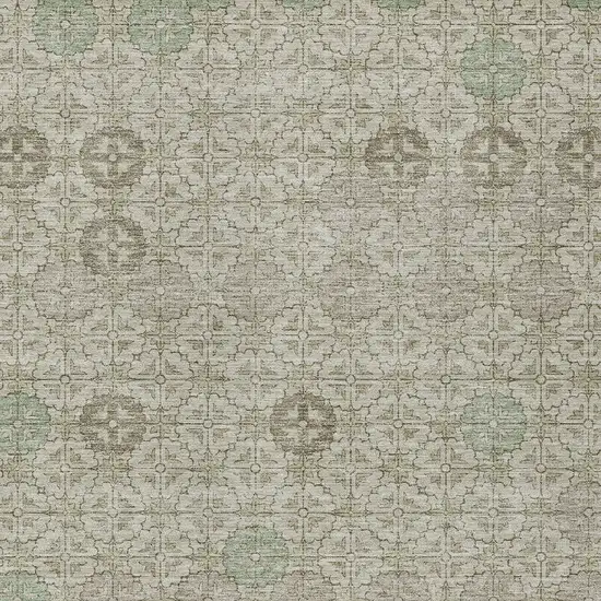 Beige And Pale Aqua Geometric Washable Indoor Outdoor Area Rug Photo 9