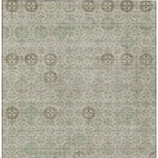 Beige And Pale Aqua Geometric Washable Indoor Outdoor Area Rug Photo 4