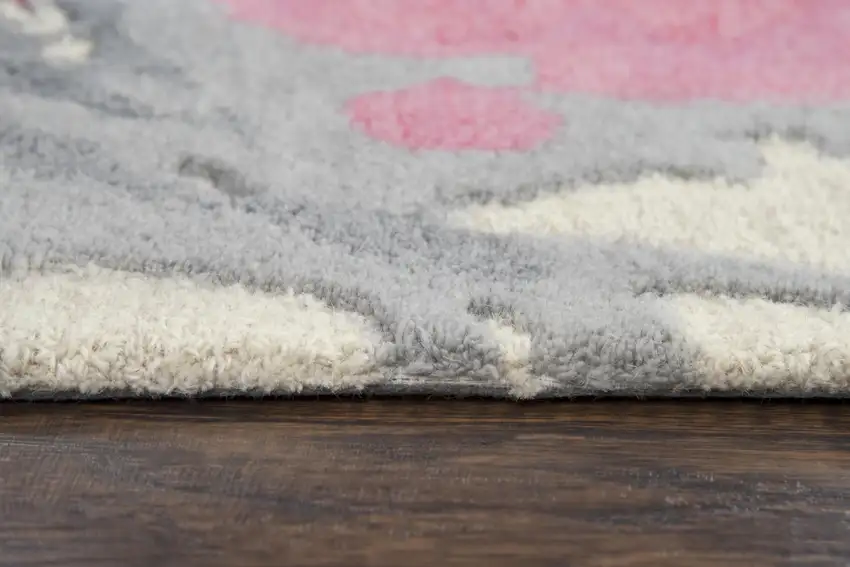 Beige And Pink Wool Floral Hand Tufted Area Rug Photo 3