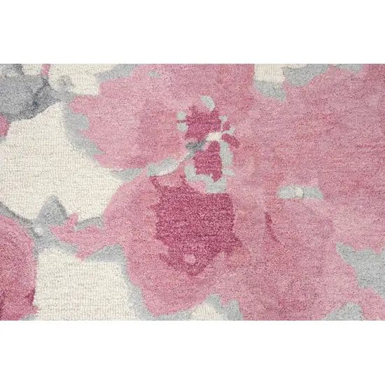 Beige And Pink Wool Floral Hand Tufted Area Rug Photo 7