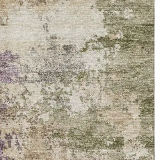 Beige And Purple Abstract Washable Area Rug With UV Protection Photo 3