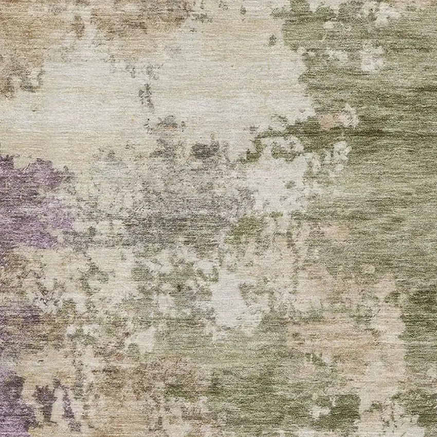 Beige And Purple Abstract Washable Area Rug With UV Protection Photo 3