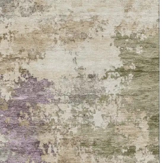 Beige And Purple Abstract Washable Area Rug With UV Protection Photo 4