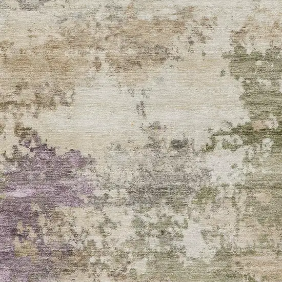Beige And Purple Abstract Washable Area Rug With UV Protection Photo 3