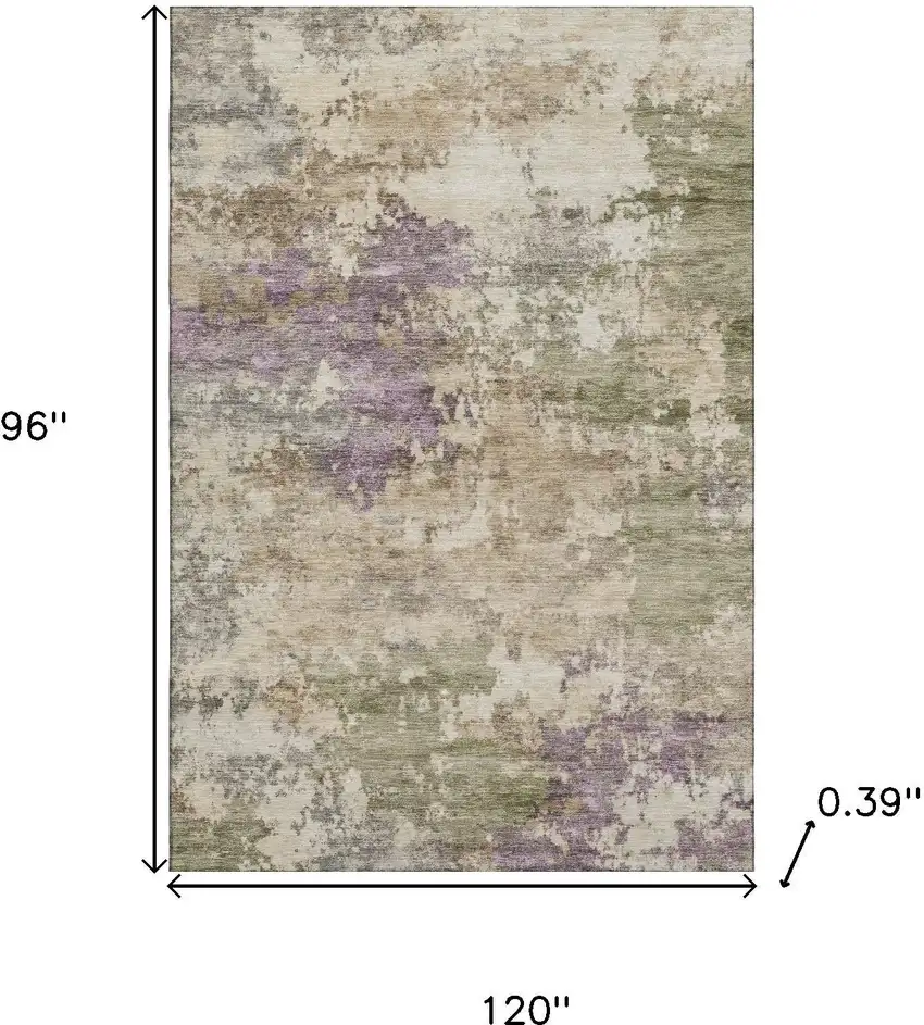 Beige And Purple Abstract Washable Area Rug With UV Protection Photo 9