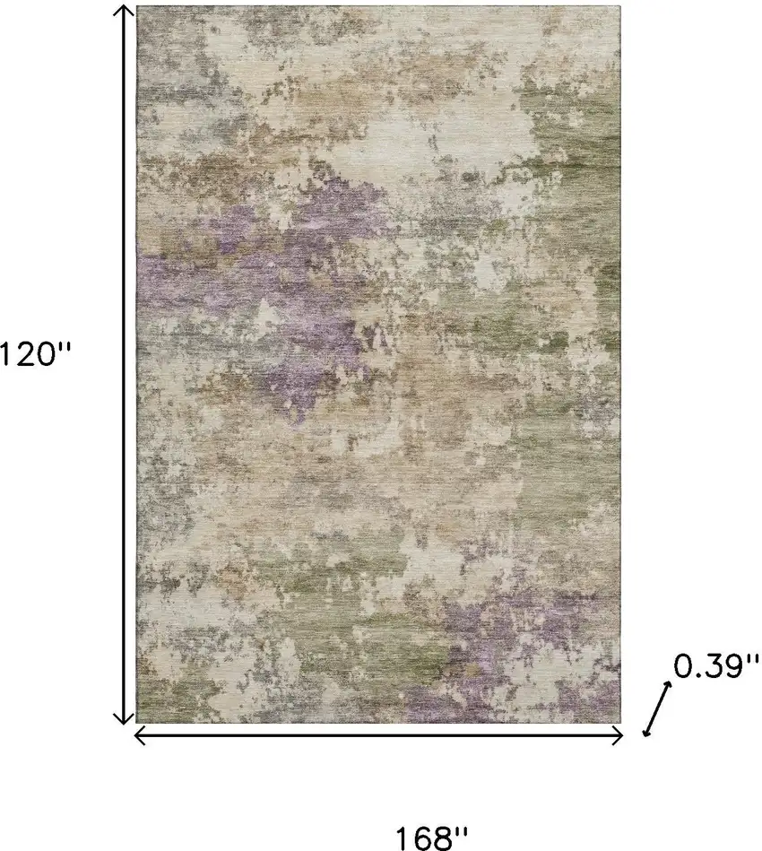 Beige And Purple Abstract Washable Area Rug With UV Protection Photo 9