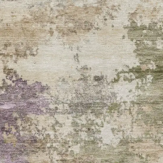 Beige And Purple Abstract Washable Area Rug With UV Protection Photo 3