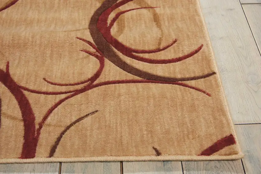 Beige And Red Abstract Non Skid Area Rug Photo 8