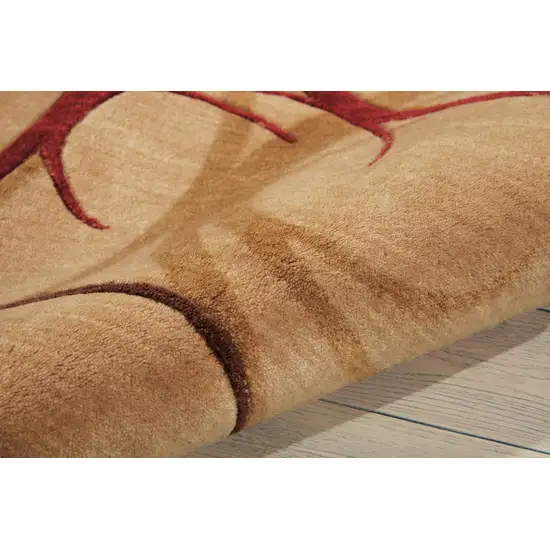 Beige And Red Abstract Non Skid Area Rug Photo 9