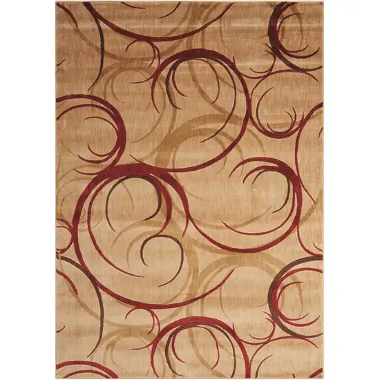 Beige And Red Abstract Non Skid Area Rug Photo 1