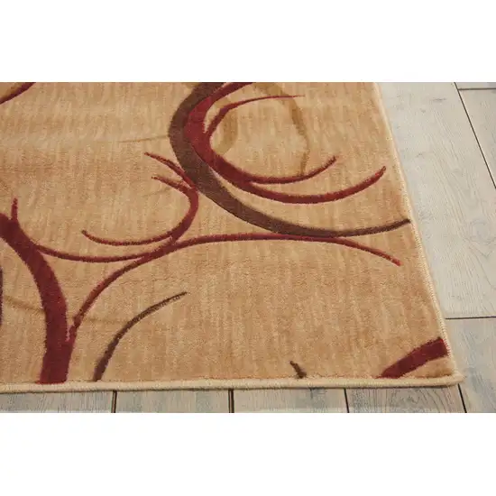 Beige And Red Abstract Non Skid Area Rug Photo 8