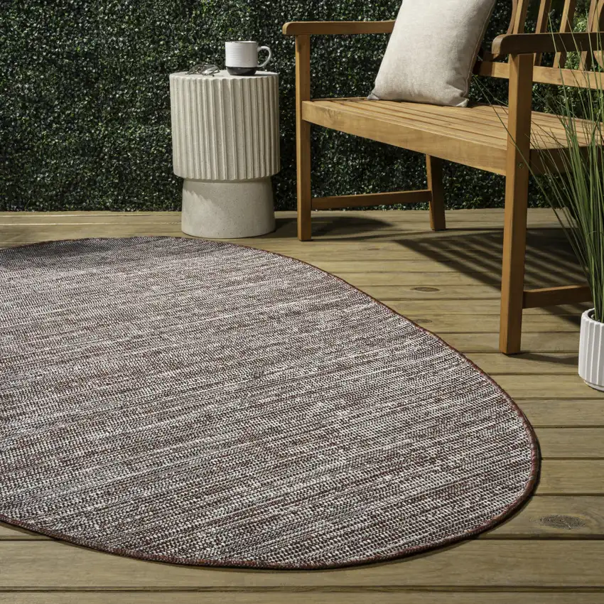 Beige And Red Medallion Indoor Outdoor Area Rug Photo 7
