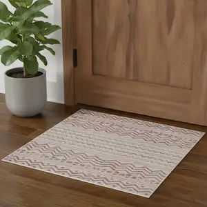 Photo of Beige And Red Tribal Square Rug