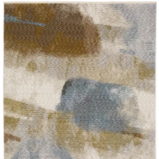 Beige And Rust Abstract Distressed Area Rug With Fringe Photo 4