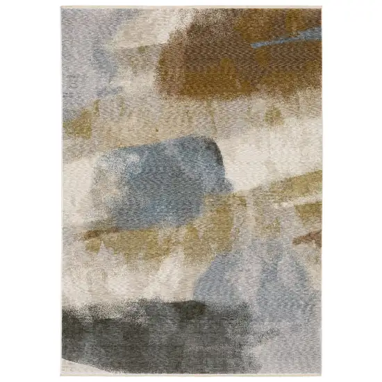 Beige And Rust Abstract Distressed Area Rug With Fringe Photo 4