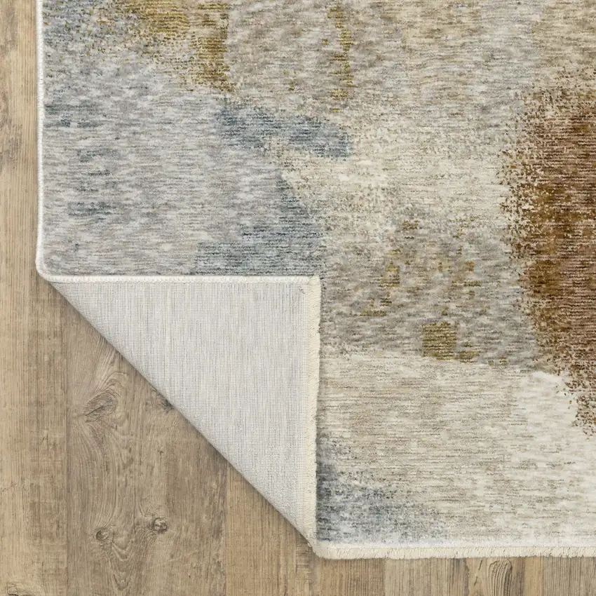 Beige And Rust Abstract Distressed Area Rug With Fringe Photo 9