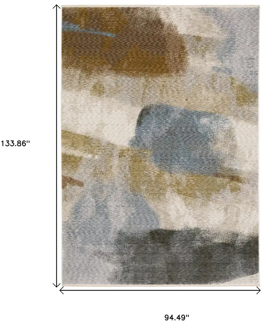 Beige And Rust Abstract Distressed Area Rug With Fringe Photo 3