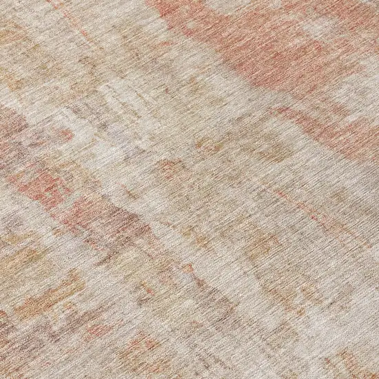 Beige And Salmon Abstract Washable Indoor Outdoor Area Rug Photo 7