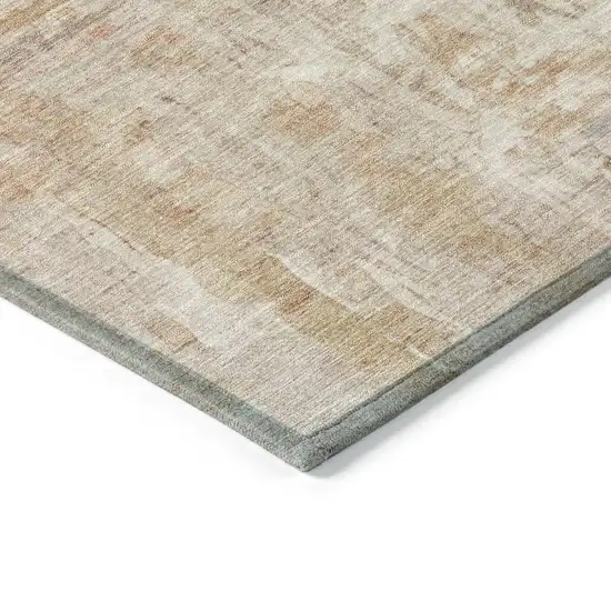 Beige And Salmon Abstract Washable Indoor Outdoor Area Rug Photo 5