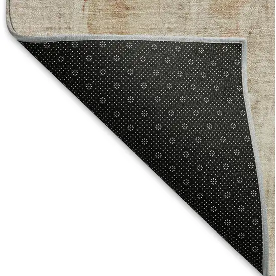 Beige And Salmon Abstract Washable Indoor Outdoor Area Rug Photo 3