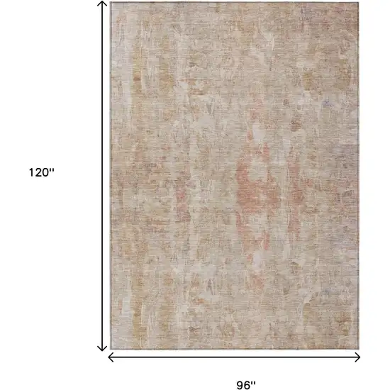 Beige And Salmon Abstract Washable Indoor Outdoor Area Rug Photo 6
