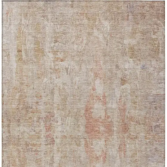 Beige And Salmon Abstract Washable Indoor Outdoor Area Rug Photo 5