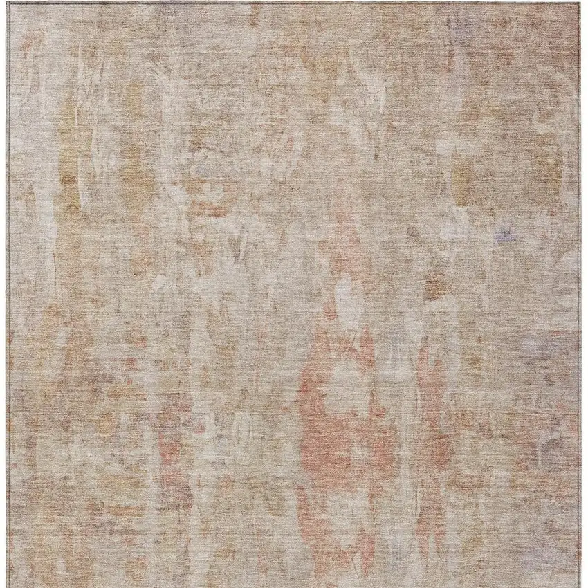 Beige And Salmon Abstract Washable Indoor Outdoor Area Rug Photo 5
