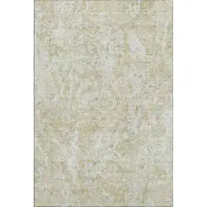 Photo of Beige And Silver Abstract Washable Area Rug With UV Protection