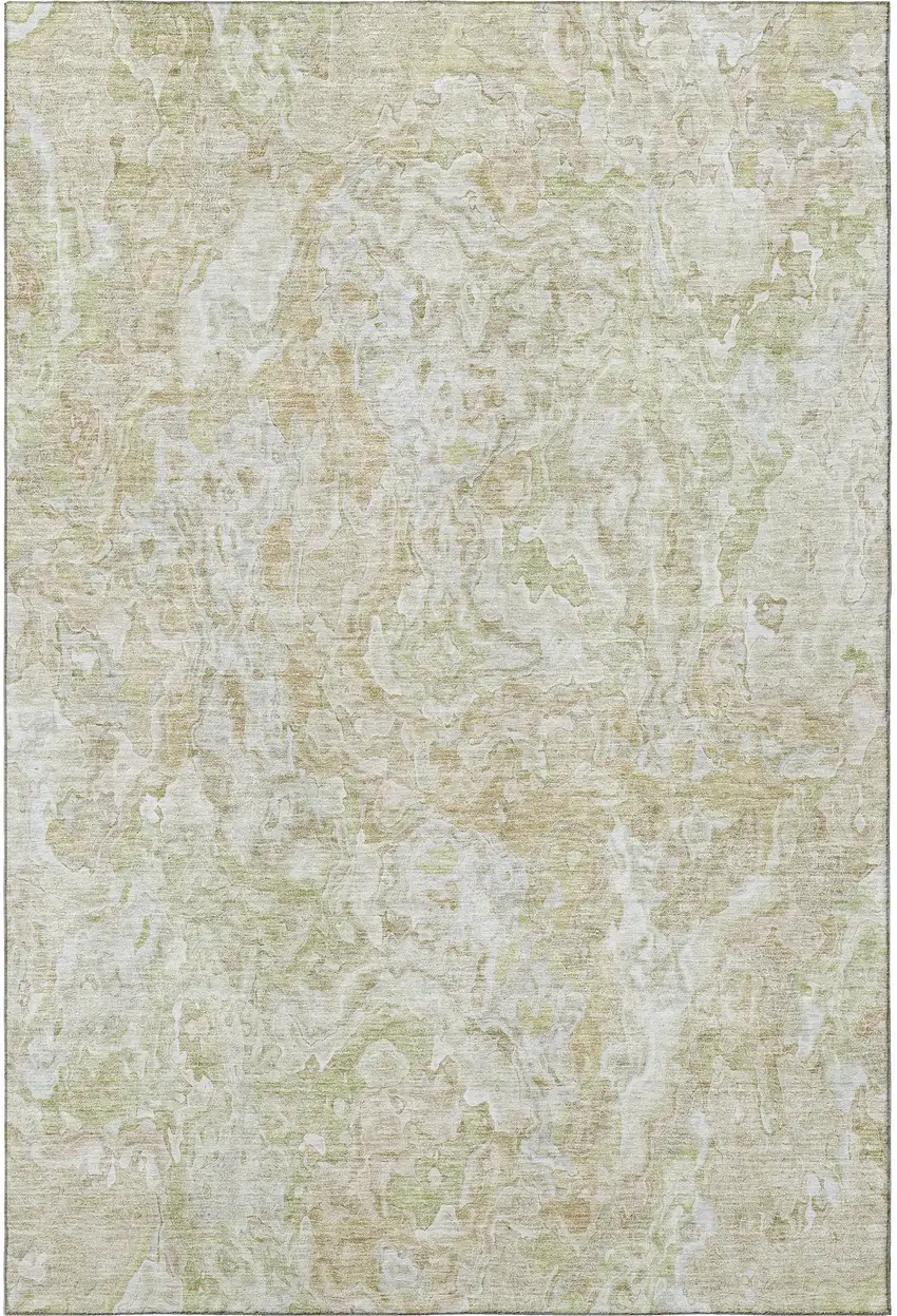 Beige And Silver Abstract Washable Area Rug With UV Protection Photo 4
