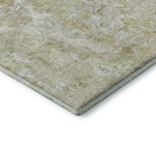 Beige And Silver Abstract Washable Area Rug With UV Protection Photo 8