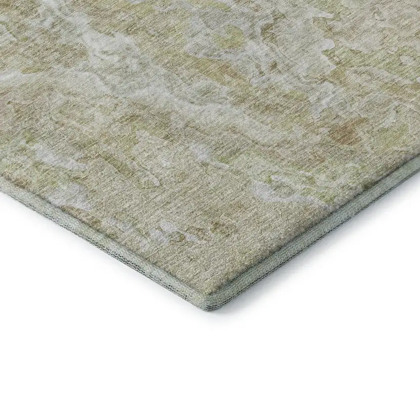 Beige And Silver Abstract Washable Area Rug With UV Protection Photo 8