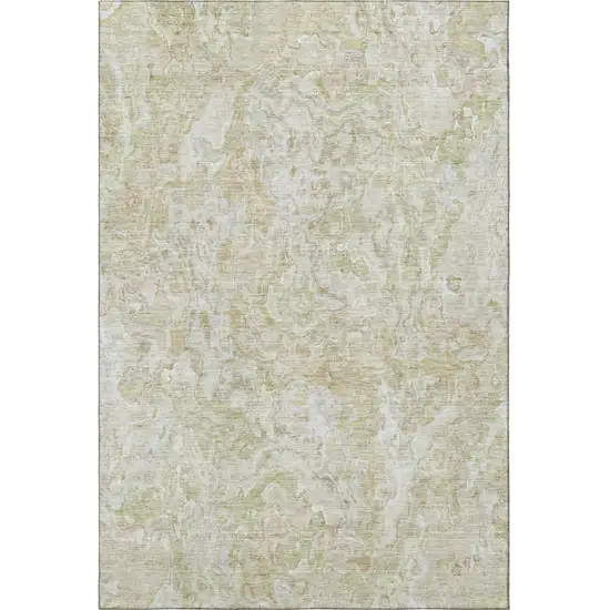 Beige And Silver Abstract Washable Area Rug With UV Protection Photo 4