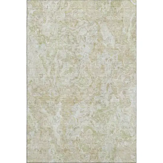 Beige And Silver Abstract Washable Area Rug With UV Protection Photo 1
